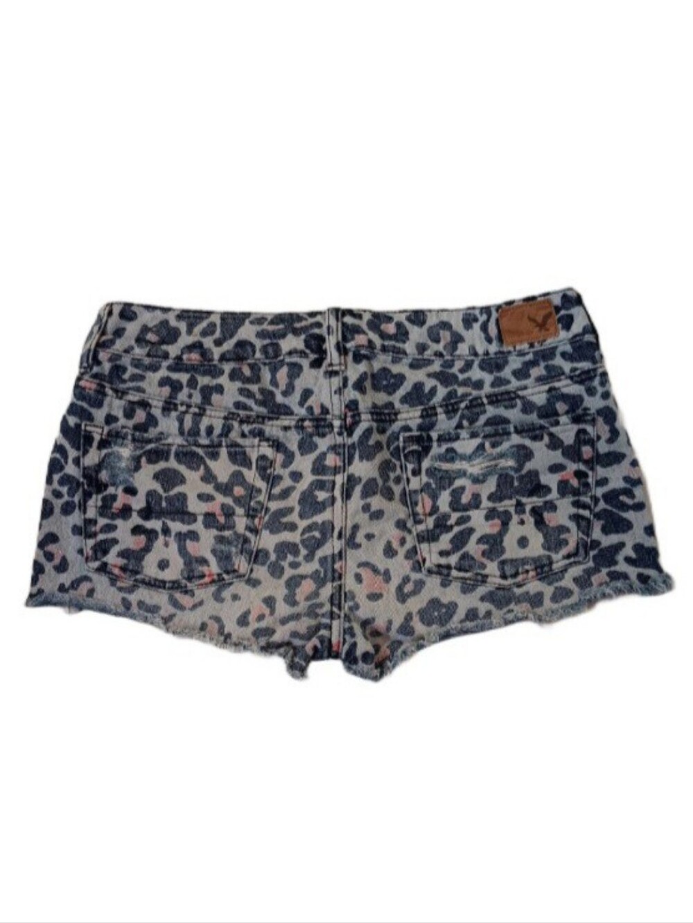 American Eagle Outfitters Blue and Red Leopard Jean Shorts | EUC | Shortie - Picture 2 of 16